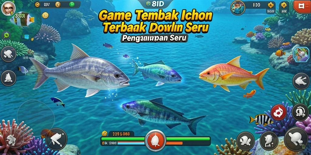 Tangkapan layar menunjukkan gameplay seru di 8ID saat menembak ikan.