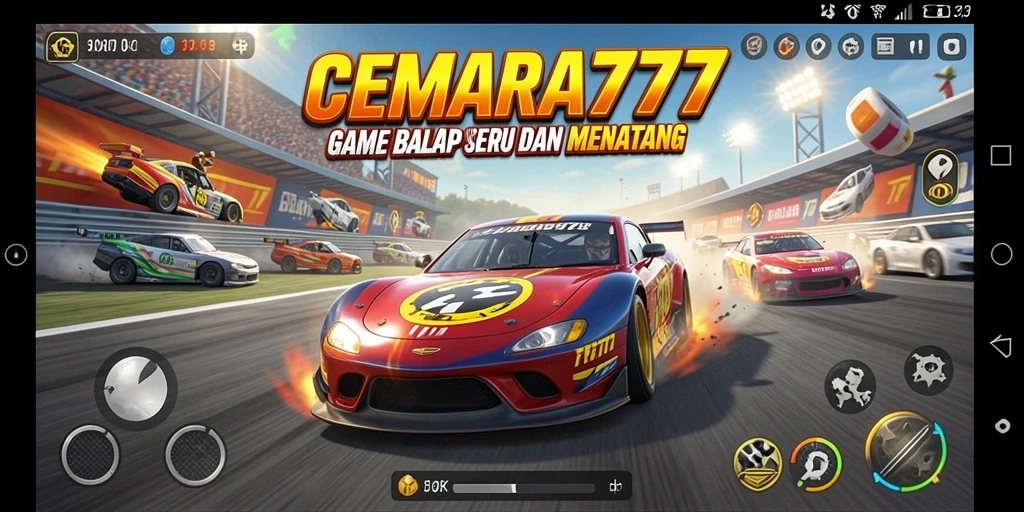 Tangkapan layar CEMARA777 menampilkan aksi seru dalam balapan.