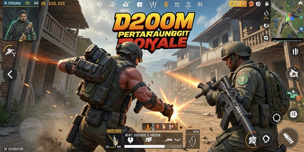 Tangkapan layar menunjukkan aksi seru dalam gameplay Battle Royale D200M.