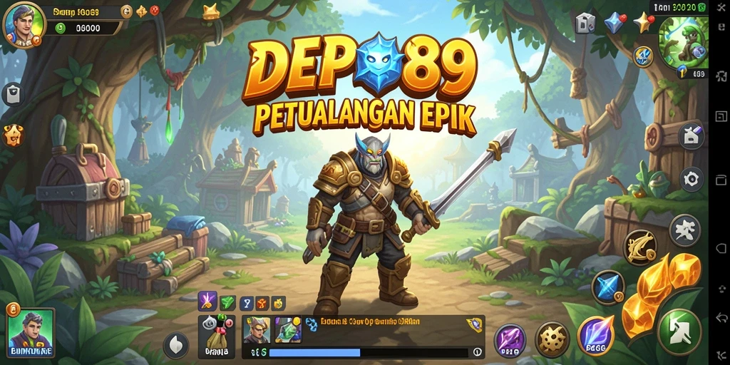 Screenshot menunjukkan pertarungan seru dalam dunia fantasi DEPO89.