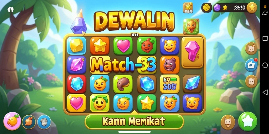 Tampilan gameplay DEWALIN yang penuh warna dan seru dalam genre Match-3.