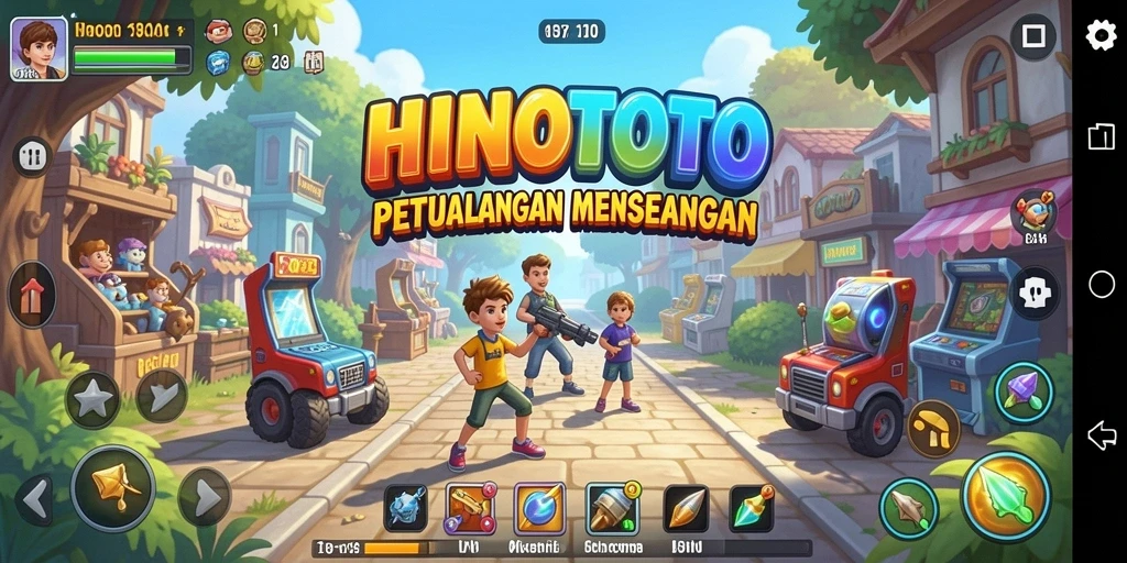 Tampilan gameplay seru HINOTOTO dengan berbagai karakter unik.