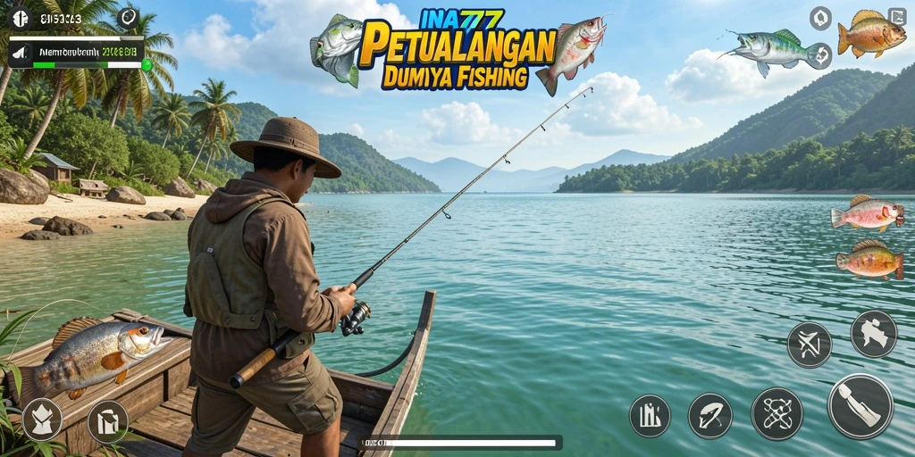 Screenshot INA777 menampilkan aksi seru saat menangkap ikan di laut.