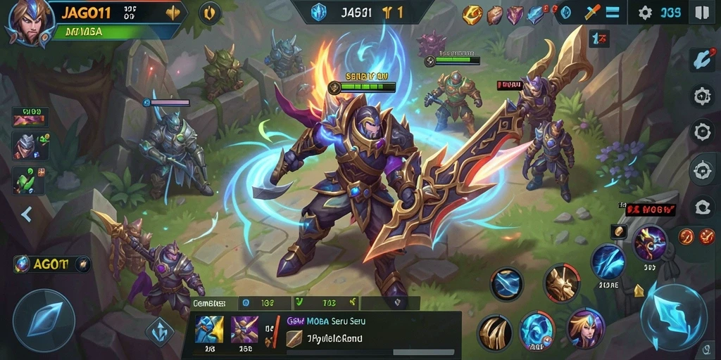 Screenshot dari JAGO11 menampilkan aksi seru dalam gameplay MOBA.