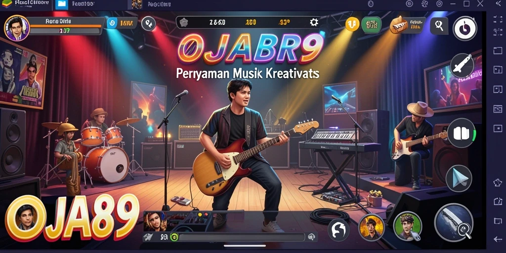 Tampilan gameplay OJA89 dengan suasana musik yang menggugah.