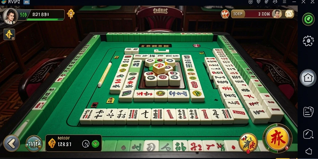 Screenshot gameplay RVIP2 menampilkan papan Mahjong yang menarik dan penuh warna.
