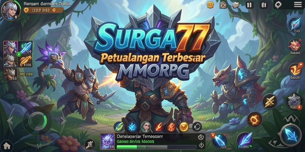 Tampilan gameplay MMORPG SURGA77 yang memukau dan penuh aksi.