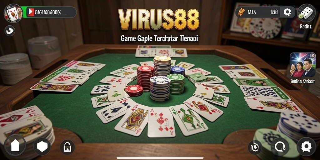 Tampilan gameplay menarik dari game Gaple VIRUS88.